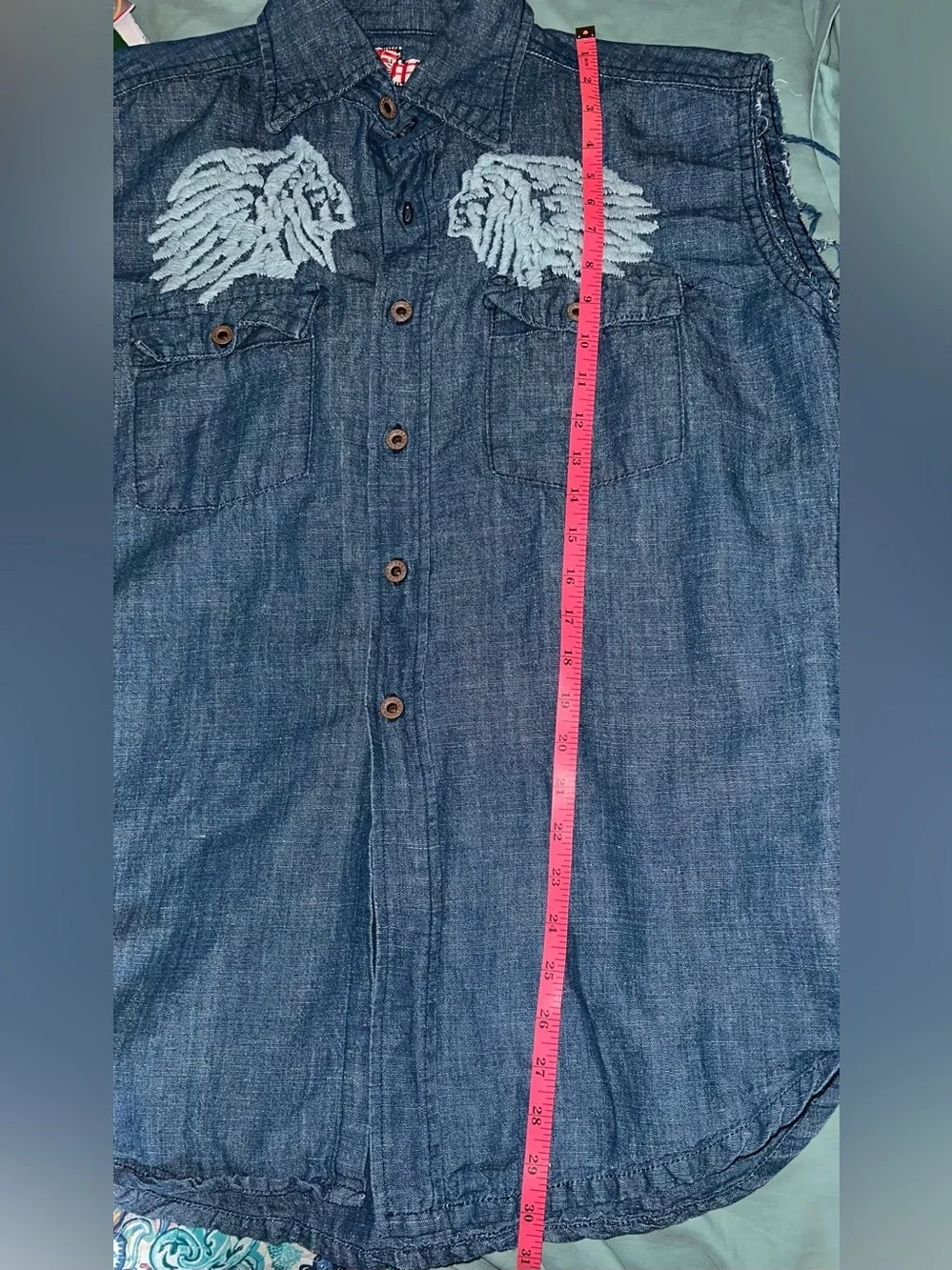 The Great China Wall Motor City Freedom Cycle Denim Shirt ASO Jessica Simpson - Picture 15 of 16